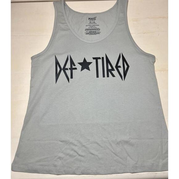 Tan/Grey New Tank Top "Def Tired" Medium - Picture 1 of 2